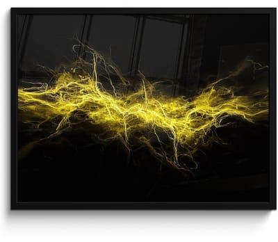 Poster in lijst - Fotolijst 70x50 cm - Posters - Gaming - Elektriciteit - Geel - Energie - Posterlijst zwart - Decoratie - Wanddecoratie woonkamer - Muurdecoratie slaapkamer
