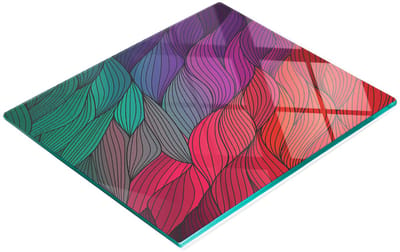 Stijlvol en duurzaam glazen bord met abstracte golfprint, 60x52 cm