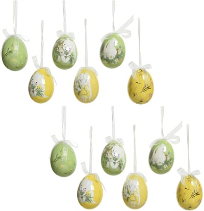 Decoris Paaseieren - 12x stuks - foam - 6 cm - paasversiering - pasen - paasdecoratie