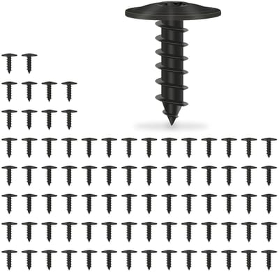 Set van 80 M5 x 16 mm Torx Zelftappende Schroeven voor Auto Mudguards, Bumper en Grille - Manganese Staal, Zwart, Perfect voor Bevestiging en Onderhoud