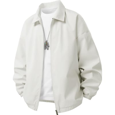 Populaire effen kleur reversjas heren nieuwe sport- en vrijetijds losse waterdichte jas M white