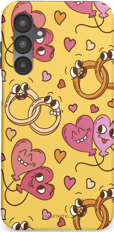 Casetastic Hoesje Geschikt voor Samsung A16 - Stijlvolle Beschermende Duo-layer Case - Gele Hartenpret