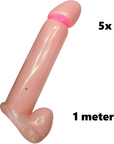 5x Opblaas piemel 1 meter - fun vrijgezellen feest thema party fun trouwen feestje