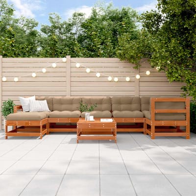 vidaXL - Tuin - loungeset - 8 - st - Wasbruin - Massief - grenenhout