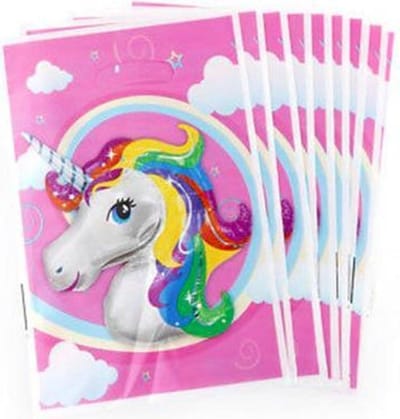 Uitdeelzakjes Eenhoorn - Feestzakjes Cadeautasjes - Kinderfeestje Vieren - Met Eenhoorn Afbeeldingen - 10 Stuks - Multicolor
