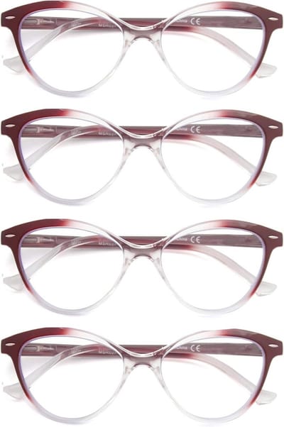 4-Pack Dames Leesbril +2.75 Diverse Kleuren - Lichtgewicht Leesbrillen met Veerscharnieren