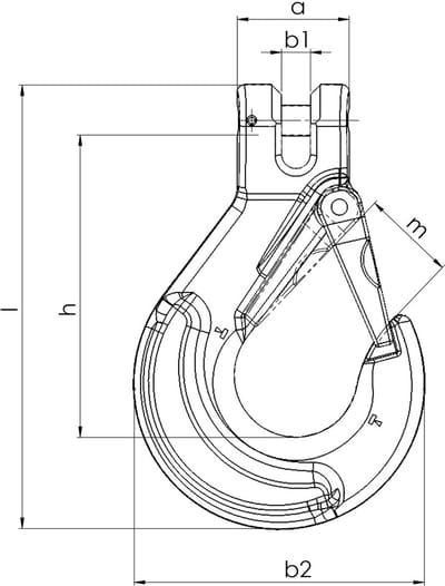 Robuuste Vorkkophaak GK8 met Veer & Veiligheidspal voor 8mm Sjor- en Hijsketting (2000 kg)