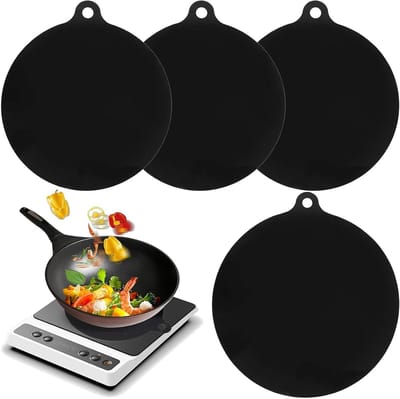 Siliconen inductiemat voor bescherming van inductiekookplaten, antislip en krasbestendig, rond 22 cm, hitte-isolatie voor airfryers en magnetrons