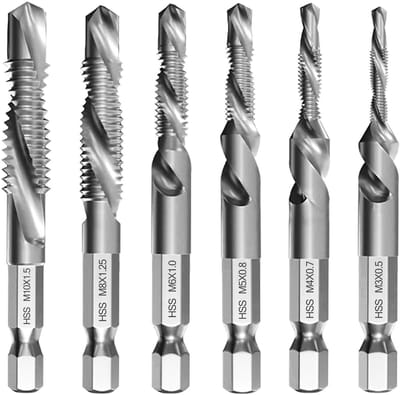 Dailygoods- Schroefdraadboor Set van 6 Stuks - Combi-Boormachine - Roestwerende Coating - Zeskantschacht 1/4 Inch - Voor Aluminium/Kunststof/Metaal/Hout - Efficiënt en Kwaliteit - Boorset