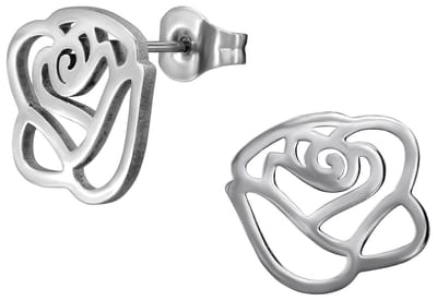 CS Joy - roos bloem oorbellen - Chirurgisch staal - oorknoppen - 13 x 11 mm - ip/pvd