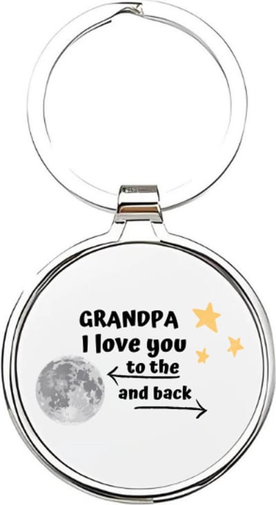 Akyol - grandpa i love you to the moon and back Sleutelhanger - Opa - de leukste opa - opa sleutelhanger - grootvader sleutelhanger - sleutelhanger voor opa - familie sleutelhanger - verjaardagscadeautje - cadeau voor opa - grandfather - 4 x 7,5 CM