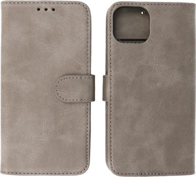 iPhone 13 Mini Hoesje - Book Case Telefoonhoesje - Kaarthouder Portemonnee Hoesje - Wallet Case - Grijs