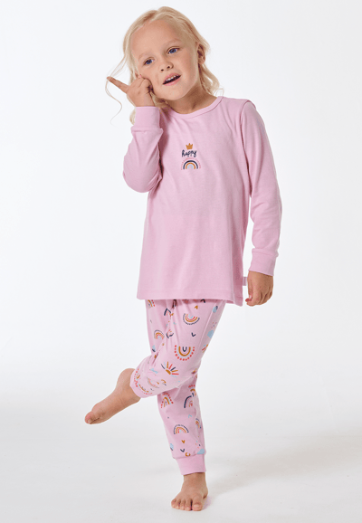 Lange pyjama met manchetten, regenboog, zon en viooltjes - Kids Nightwear 116