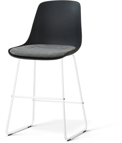 Nolon Nino-Liv barkruk zwart met zeegrijs Zitkussen - wit onderstel - 65 cm