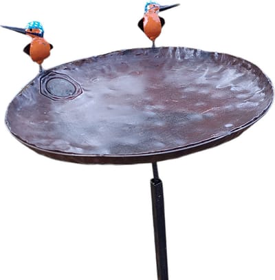 Floz Design vogelvoederschaal xl - grote voederschaal met vogeltjes - voederschaal op stang - upcycled product