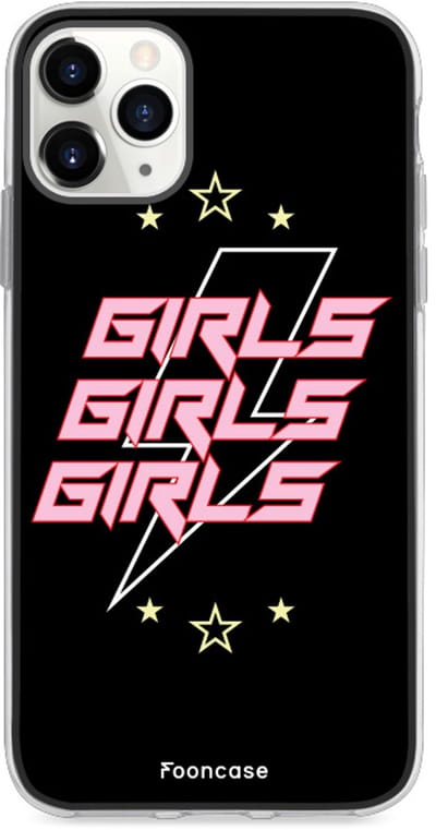 Fooncase Hoesje Geschikt voor iPhone 12 Pro - Shockproof Case - Back Cover / Soft Case - Rebell Girls (sterretjes bliksem girls)