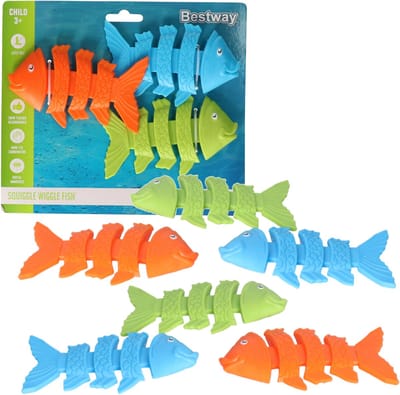 Bestway Duikringen vissen - 9x stuks - gekleurd - kunststof - duik spelletjes - zwembad speelgoed