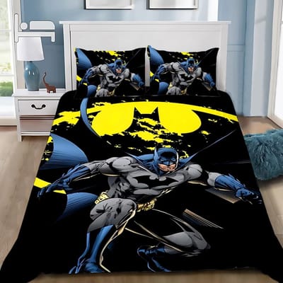 Heet Superheld B-BatmanS Dekbedovertrek Kussensloop B-BatmanS Beddengoed Set Volwassene Jongen Meisje Slaapkamer Decoratie Kinder Cadeau AU Single(140*210cm)3pcs