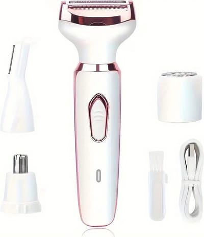 WiseGoods Luxe 4 In 1 Lady Shave - Ladyshaves - Ladyshave & Wenkbrauw Trimmer - Scheerapparaat - Neushaartrimmers - Scheermesjes