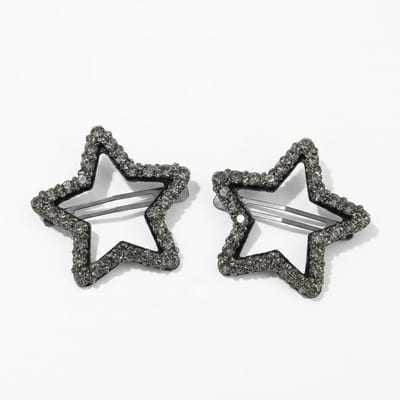Zwarte ster haarspeldjes set voor dames – metaal haarspeldjes met strass – 2 stuks – decoratieve ster vorm clips voor feestelijke kapsels