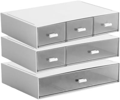 Stapelen Desk Organizer met 6 Laden, 3-Laags Plastic Bureauopslag, Bureau Accessoires, Make-up Organizer en Kantoorbenodigdheden (Wit)