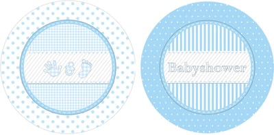 Haza Original Feestborden Babyshower Jongen Blauw/wit 16 Cm 8 Stuks