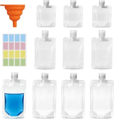 Reisflessen Set van 20 Stuks voor Shampoo, Douchegel en Lotion | Herbruikbare Vloeistofzakken met Siliconen Trechter en Labels | Ideaal voor Vakantie en Toilettas