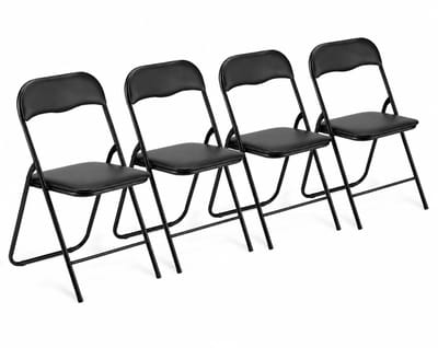 ADSafety Set van 4 Klapstoelen - Vouwstoelen - PVC - Eettafelstoelen - Opklapbare Stoelen - 46 x 50 x 81 CM - Stoelen - Zwart