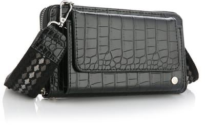 Portemonee met luxe band - Zwart - Dames - Croco print - 20cm x 11cm