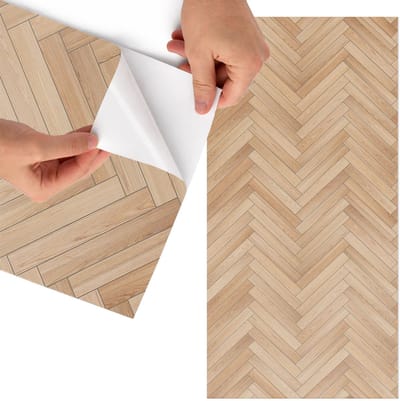 Tulup Meubelfolie - Houten visgraatmotief Meubel Wrap Folie - 75x150 cm - Beige Meubelfolie - Plakfolie Meubels - Scandinavisch Meubelfolie - Decoratiefolie Zelfklevend - Slaapkamer decoratie - Texturen