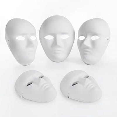 10 Stuks DIY Witte Papieren Maskers voor Schilderen, Verfbare Maskers voor Carnaval, Cosplay en Halloween Feesten (24 x 18.5cm)
