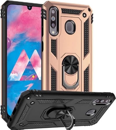 LuxeBass Hoesje geschikt voor Motorola G8 Power Hoesje - Anti-Shock Hybrid Ring Armor Goud