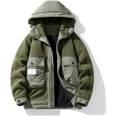 Winter Winddicht Fleece Jack met Capuchon voor Koppels 4XL black