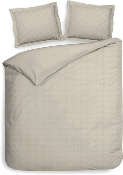 Heckettlane Dekbedovertrek Punto - Bedlinnen met Stippen - 200x200-220 cm - Tweepersoons - Natural - Dekbedovertrek van 100% Katoen-Satijn