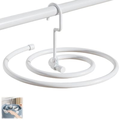 Spiraalvormig droogrek - opvouwbaar opbergrek voor beddengoed - geschikt voor het drogen van dekbedden, lakens, handdoeken en gordijnen - wit - diameter 41,8 cm - buisdikte 1,2 cm - buislengte 2,2 m