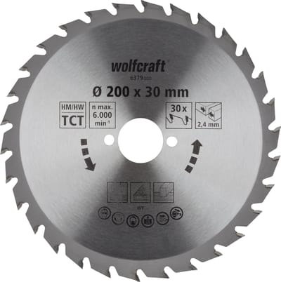 wolfcraft - Cirkelzaagblad 200x30mm - 30 Tanden - Zaagblad voor Cirkelzaag - Serie groen - 6379000