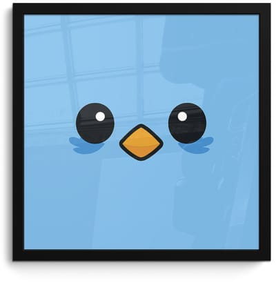 Poster in lijst - Fotolijst 40x40 cm - Posters - Vogel - Blauw - Eenvoudig - Posterlijst zwart - Decoratie - Wanddecoratie woonkamer - Muurdecoratie slaapkamer