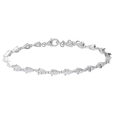 Lucardi - Dames Zilveren armband met zirkonia - Armband - 925 Zilver - Zilverkleurig - 18 cm