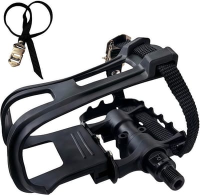 SnelShoppen - Fietspedalen met Clips en Straps voor Buiten en Binnen - 9/16 Inch Spindle - Resin/Aluminium - 2 Gesealde Lagers - Ideaal voor HIIT en L