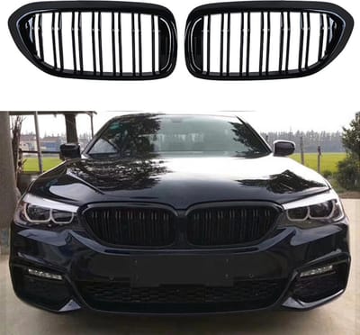 BukkitBow - Grill / Nieren geschikt voor BMW 5 Serie (G30/G31 Touring & Sedan) - M Performance Look Nieren - Hoogglans Zwart