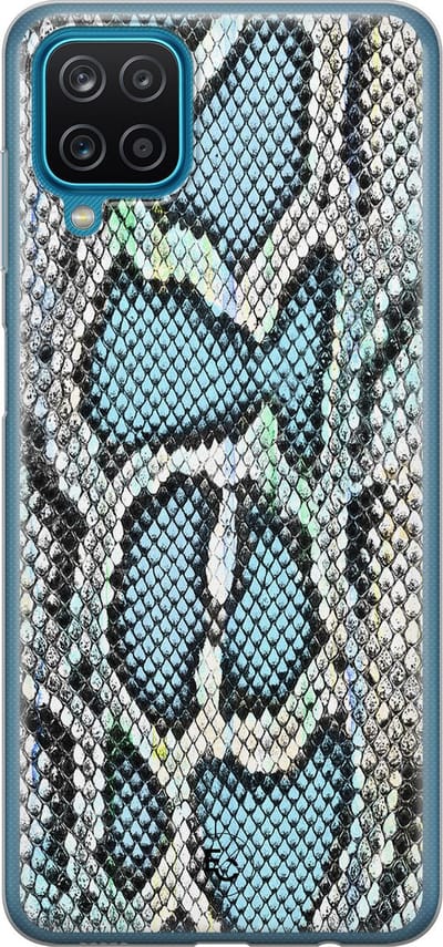 Hoesje geschikt voor Samsung Galaxy A12 - Slangenprint - Soft Case - TPU - Slangenprint - Blauw - ELLECHIQ