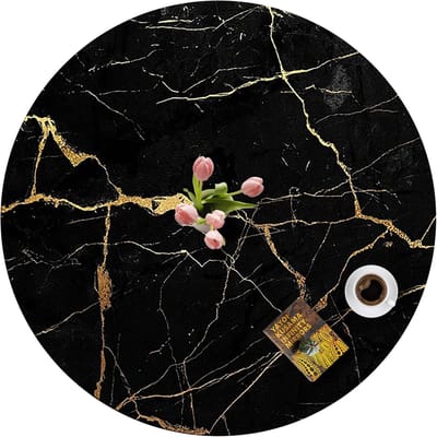 Ronde Tafelhoes - Tafelkleed Elastisch - Buiten Tafel Bescherming - Waterdicht Vuilafstotend - 90 cm Diameter - Marmer Zwart