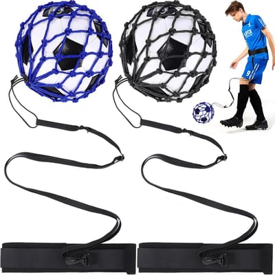 2 stuks voetbalkicktrainer, Verstelbare heupband, voetbalretourtrainernet, geschikt voor balmaat 3, 4, 5, handsfree voetbalkickworp solo oefenhulpmiddel, verstelbare heupband, voetbaltrainernet - Cyslmuk®