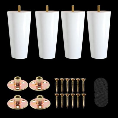 Set van 4 Houten Meubelpoten Wit voor Tafel, Bank of Kast