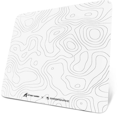 ATTACK SHARK CM05 Tempered Glass Gaming Mouse Pad - Glazen Muismat - Ultra-Smooth Surface - 9H Tempered Glass - 45*40CM - eSport Gaming Mousepad - White Contour Line