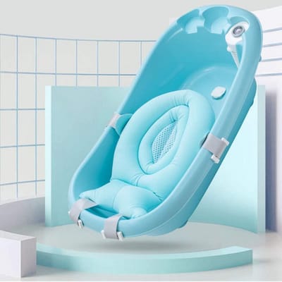 Babybadsteun - Badkussen baby - Veilig badderen - Ergonomisch ontwerp - 32 x 47 cm - Blauw