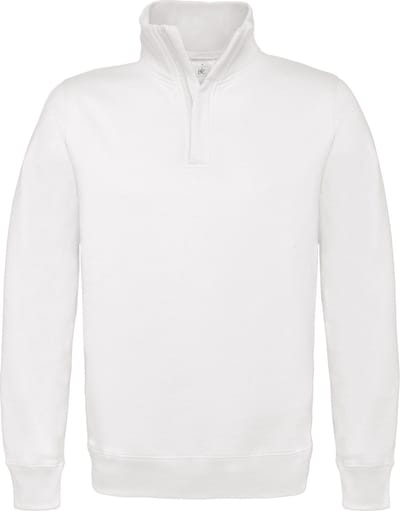B&C Heren ID.004 1/4 Ritssweatshirt (Wit)