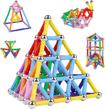 144 Stukken Magnetische Bouwblokken, 3D Puzzel, Educatief Speelgoed voor Kinderen, Constructie, STEM, Creatief Bouwen, Magnetische Sticks, Stapel Speelgoed