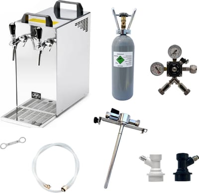 Complete set - Biertap - Kontakt 40 2-kraans droogkoeler, 50 liter/u - Beertender, Thuistap, Bierkoeler - met 5 Liter Adapter en NC Adapter