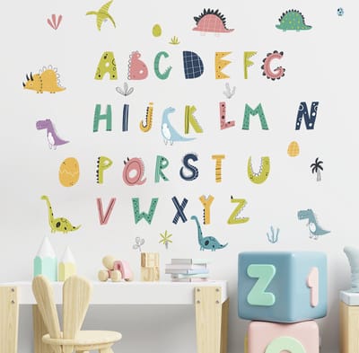 Muursticker kinderkamer Alfabet dino's | Stickers zelfklevend | kinderkamer decoratie | slaapkamer | Meisje | Jongen | Huis inrichting | Stickerkamer®